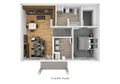 Floor plan for 1 bed, 1 bath, 656 sqft
